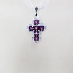 Pendant 30cm - Trina-Violet Organza - Pendant 30cm - Laiton argenté